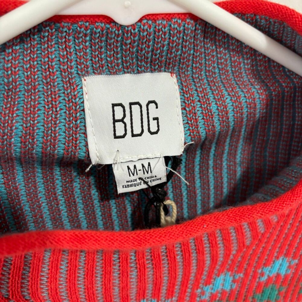 Urban Outfitters BDG Women's Shauna Sky High Jacquard Sweater Red Medium NWT - Picture 4 of 7